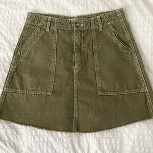 Zara Linen Blend Premium Olive Green Women's Skirt
